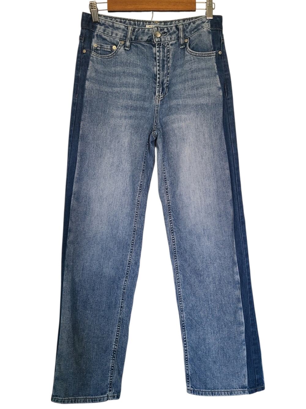 OAT New York Cloud Luxe Mixed Wash Side Stripe Straight Jeans Size 2 / 26